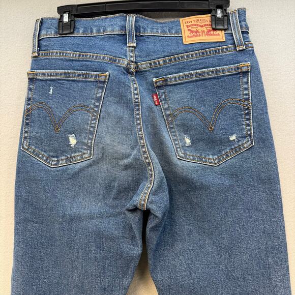 Levi's Jeans Women's 29 (size 8) Blue Wedgie Skinny Button Fly Distressed EUC - Picture 3 of 15